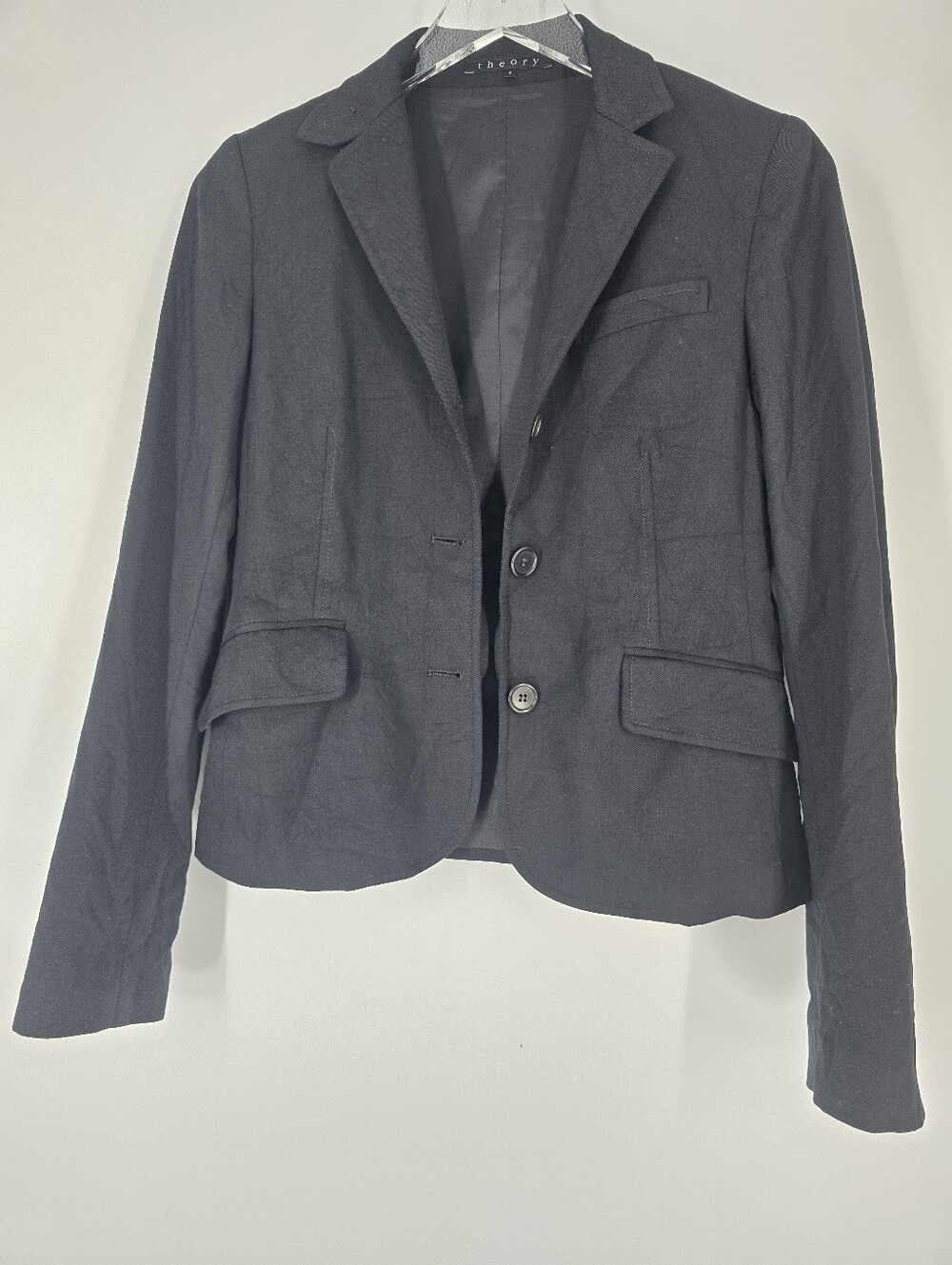 Theory Black Wool Long Sleeve Blazer Size 4